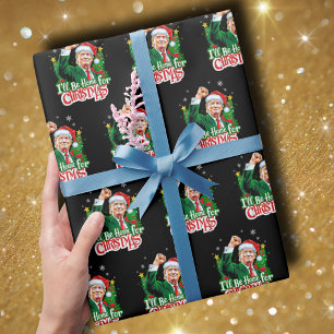 Ich bin Zuhause für Weihnachten Funny Trump Santa Geschenkpapier