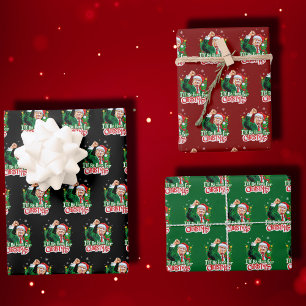 Ich bin Zuhause für Weihnachten Funny Trump Santa  Geschenkpapier Set