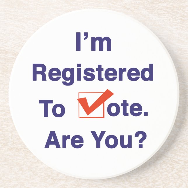 Ich bin zur Abstimmung 2024 registriert Getränkeuntersetzer (Vorne)