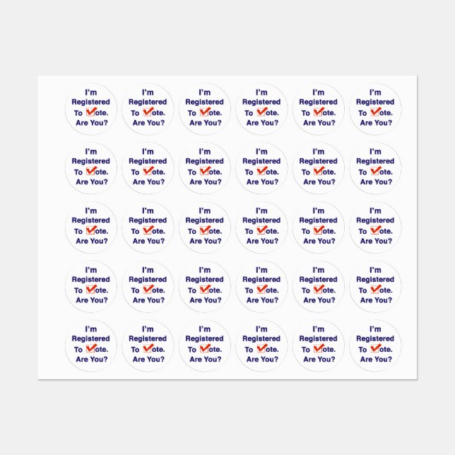 Ich bin zur Abstimmung 2026 registriert Etiketten (Blatt)