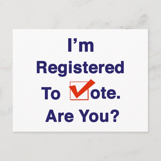 Ich bin zur Abstimmung 2026 registriert Postkarte (Vorderseite)