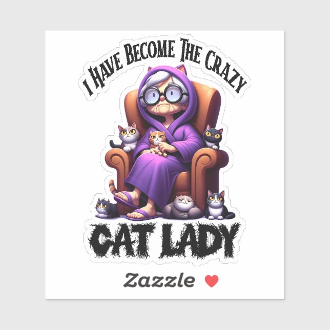 Ich bin zur verrückten Katze-Lady geworden Aufkleber (Blatt)