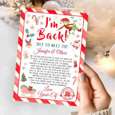 Personalisierte Elfen-Ankommens-Postkarte, Hölzerner Weihnachtself