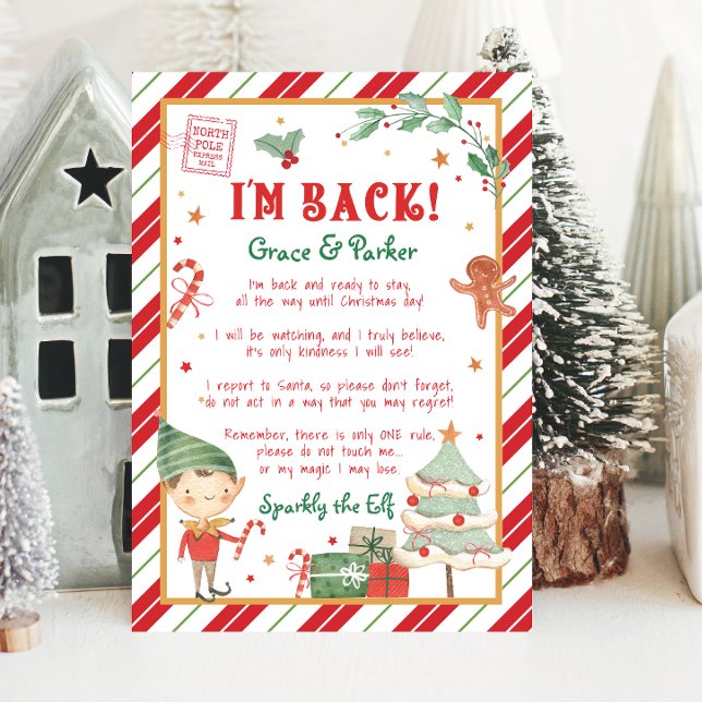Ich bin zurück Willkommen zurück Weihnachts-Elf-Br Poster (I'm back Elf letter is a great way to welcome back your Christmas elf. Personalized elf letter )