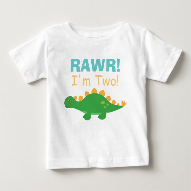 Ich bin zwei, Niedlicher Dinosaurier für Babys Baby T-shirt (Vorderseite)