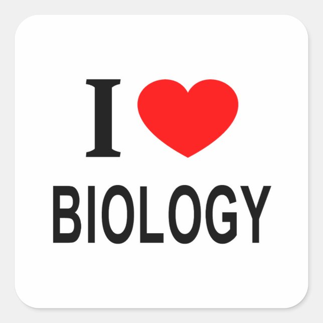 ICH ❤️ BIOLOGIE I LIEBE BIOLOGIE ICH HERZBIOLOGIE QUADRATISCHER AUFKLEBER (Vorderseite)