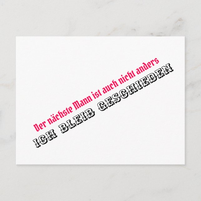 Ich bleib geschieden postkarte (Vorderseite)