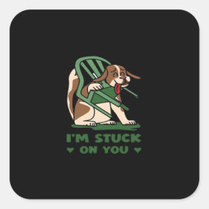 Ich bleibe bei dir Lustiges Valentinstag-Design Quadratischer Aufkleber