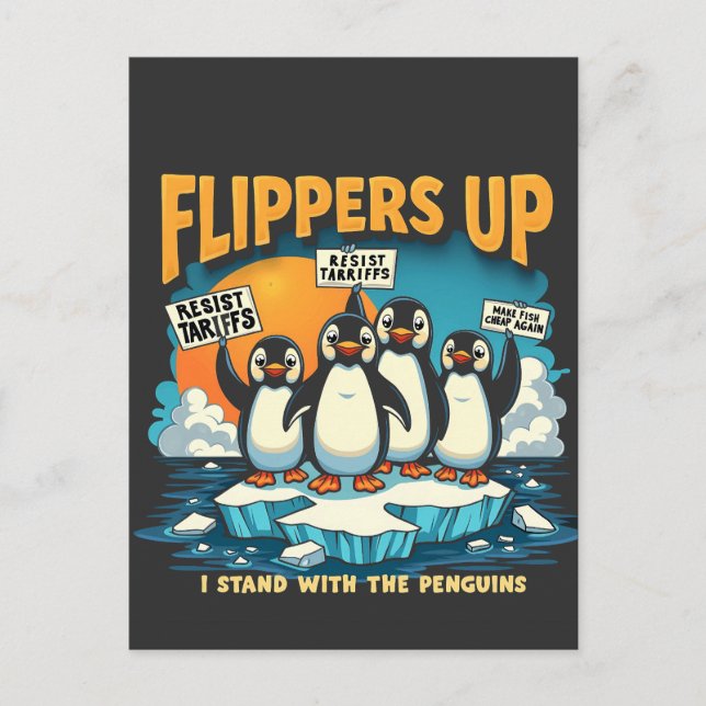 Ich bleibe bei Pinguinen Feiertagspostkarte (Vorderseite)