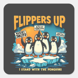 Ich bleibe bei Pinguinen Quadratischer Aufkleber