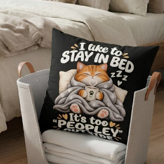 Ich bleibe gerne im Bett, lustige orange Katze Kissen