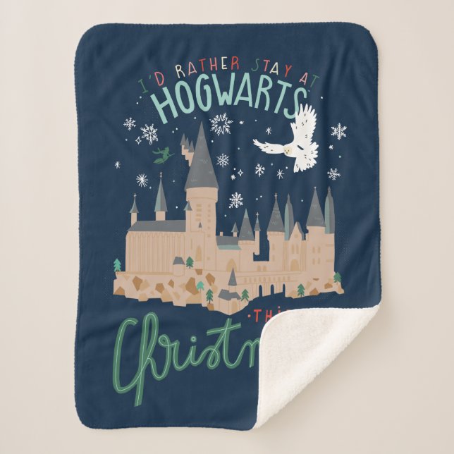Ich Bleibe lieber zu Weihnachten auf Hogwarts Sherpadecke (Vorderseite)