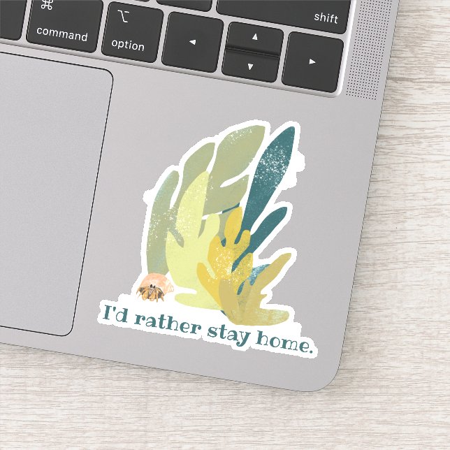 Ich bleibe lieber Zuhause Hermit Crab und Seetang  Aufkleber (Detail)