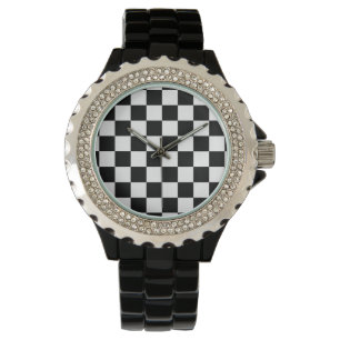 Ich blute, Karo-Schwarz-weiße Checkered Gewohnhei Armbanduhr