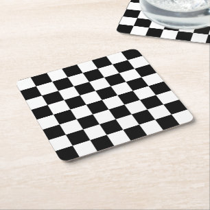 Ich blute, Karo-Schwarz-weiße Checkered Gewohnhei Rechteckiger Pappuntersetzer