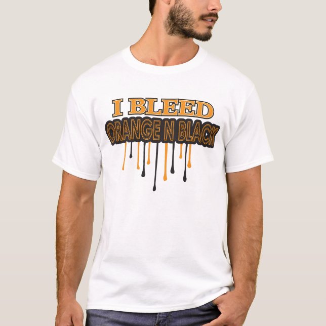 Ich blute orange n-Schwarzes T-Shirt (Vorderseite)