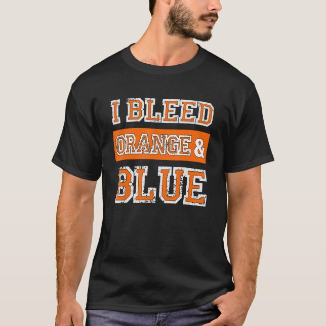 Ich blutete Blue & Orange Sport Team Game Day T-Shirt (Vorderseite)