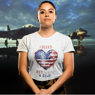 Ich blutete die rot-blaue Herz-Fahne T-Shirt