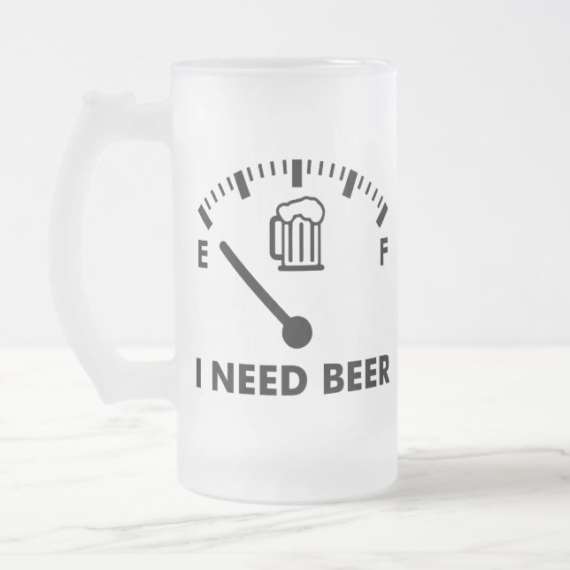 Ich brauche Bier Funny Party Glass Mattglas Bierglas (Links)