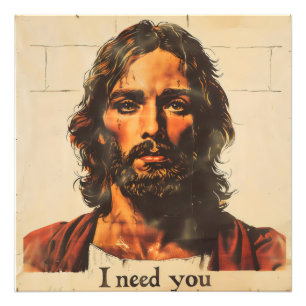 Ich brauche dich Retro Christus Fotodruck