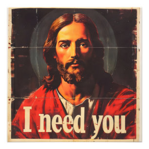 Ich brauche dich Vintag Christus Fotodruck