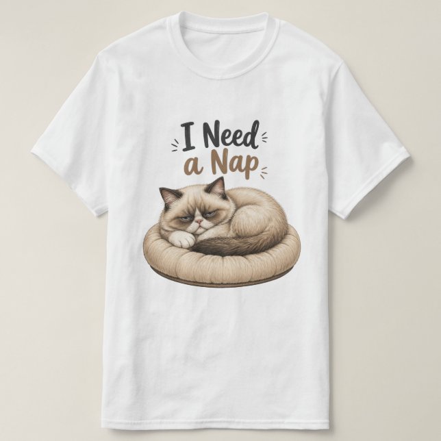 Ich brauche ein Nickerchen – Grumpy Cat Sammlung T-Shirt (Design vorne)