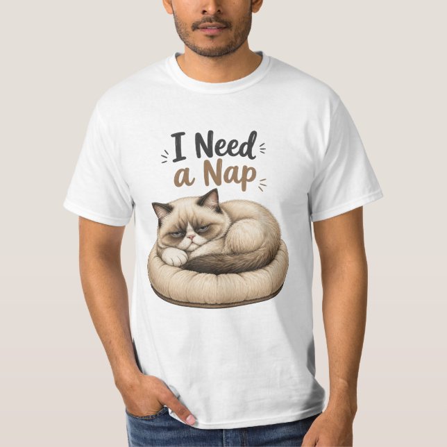 Ich brauche ein Nickerchen – Grumpy Cat Sammlung T-Shirt (Vorderseite)