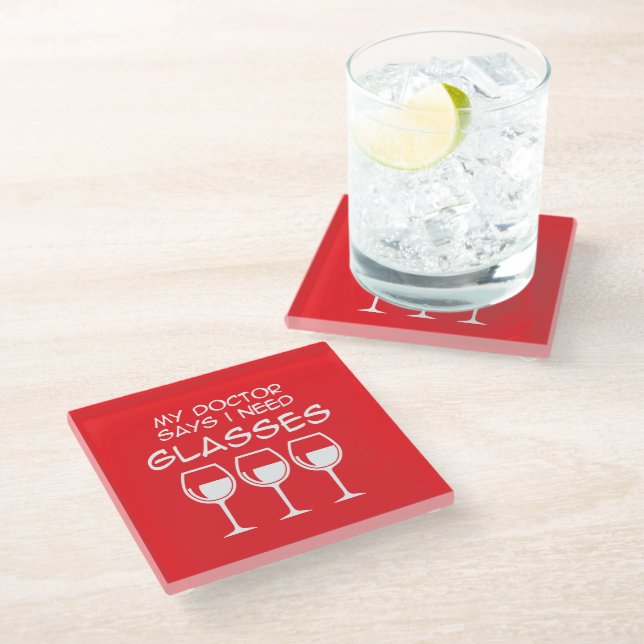 Ich brauche eine Brille Glasuntersetzer (Schrägansicht)