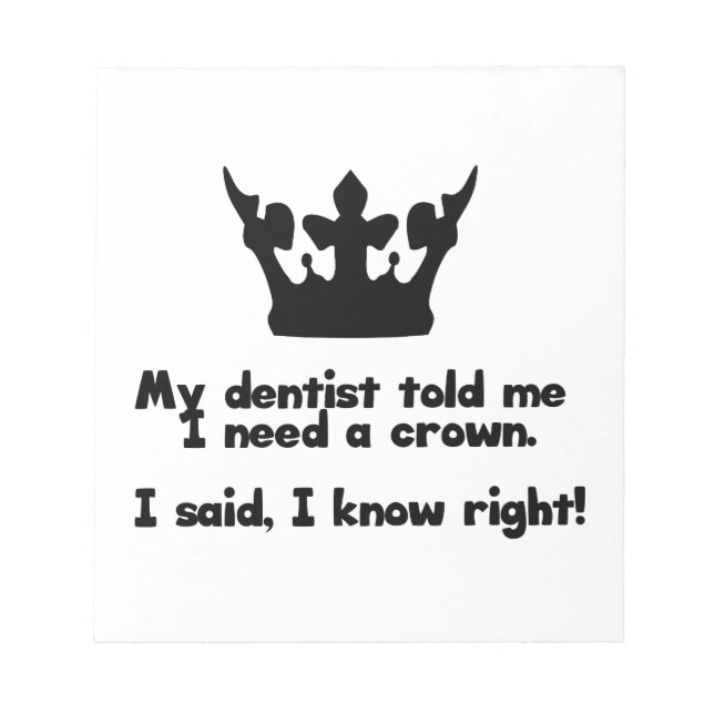 Ich brauche eine Krone Notizblock (Vorderseite)