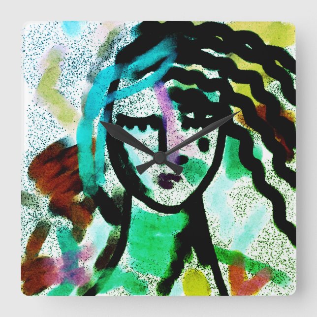 Ich brauche eine originelle Abstrakte Kunst von Va Quadratische Wanduhr (Vorderseite)