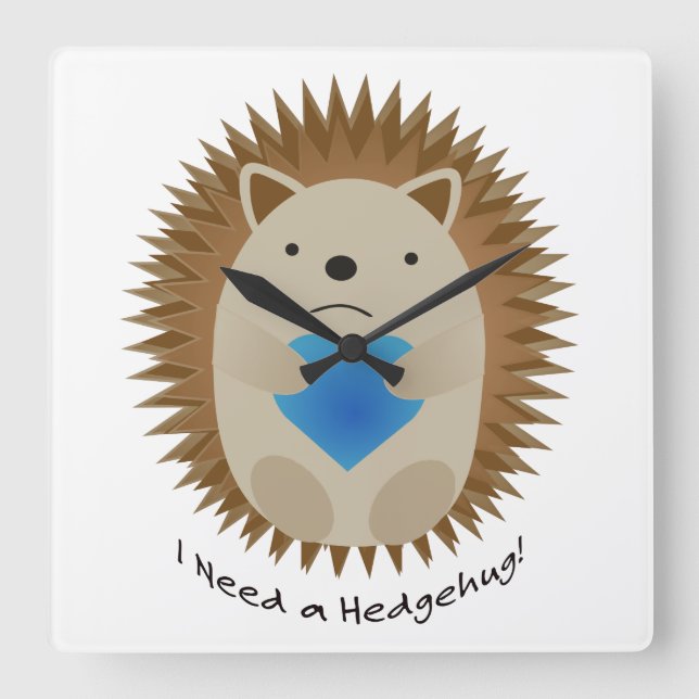 Ich brauche einen Hedgehug-Igel Quadratische Wanduhr (Vorderseite)