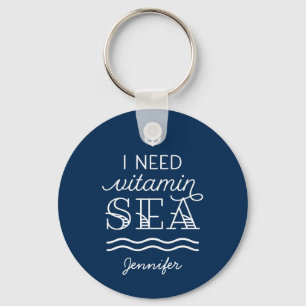 Ich brauche einen Vitamin Sea Custom Navy Button S Schlüsselanhänger
