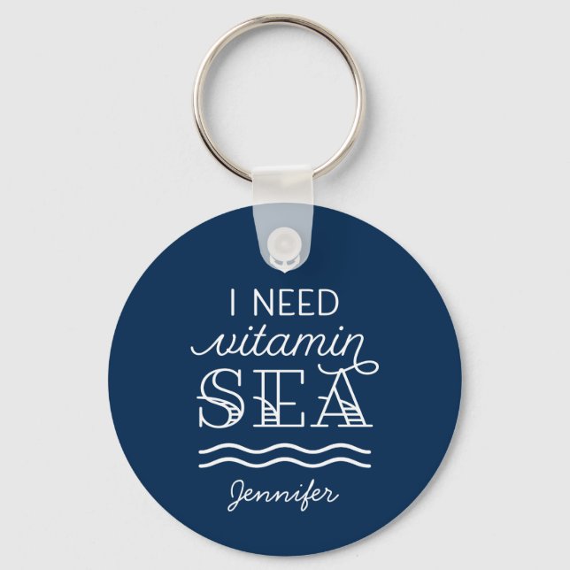 Ich brauche einen Vitamin Sea Custom Navy Button S Schlüsselanhänger (Vorderseite)