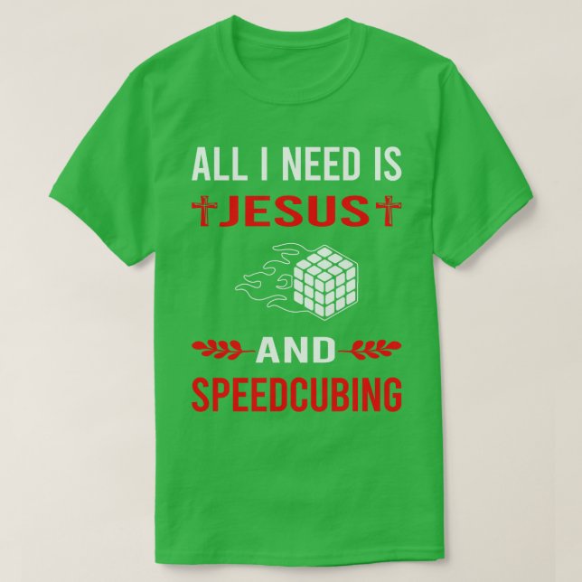 Ich brauche Jesus und Speedcubing Speedcube Speedc T-Shirt (Design vorne)