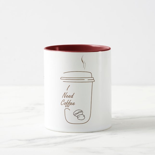 Ich brauche Kaffee Cute Doodle Tasse (Zentrum)