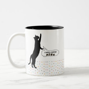 Ich brauche Kaffee MEOW Zweifarbige Tasse