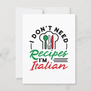Ich brauche keine Rezepte, ich bin Italiener Postkarte