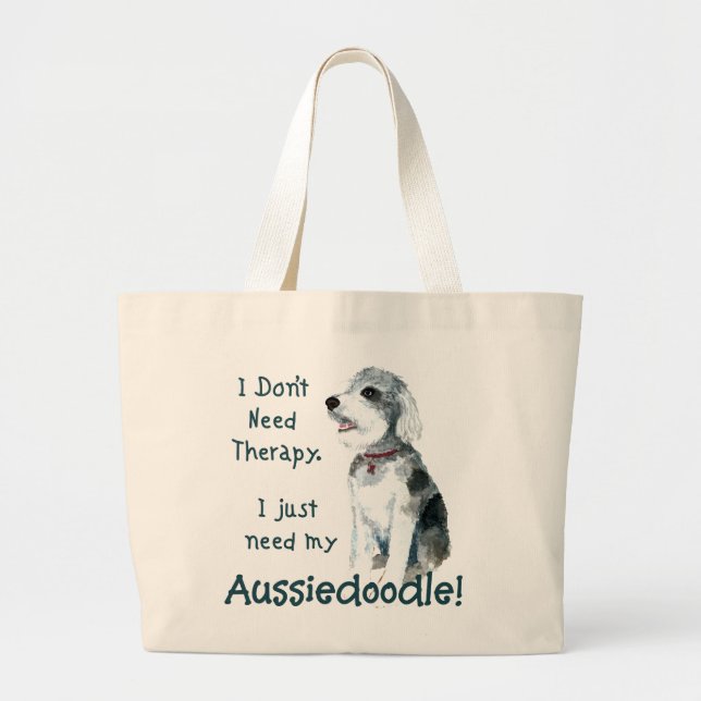 Ich brauche keine Therapie - Aussiedoodle Jumbo Stoffbeutel (Vorne)