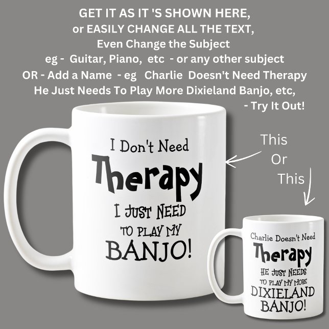 Ich brauche keine Therapie nur spielen meine BANJO Kaffeetasse (Von Creator hochgeladen)