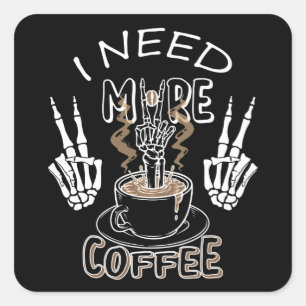 Ich brauche mehr Kaffeegenetze für Halloween Quadratischer Aufkleber