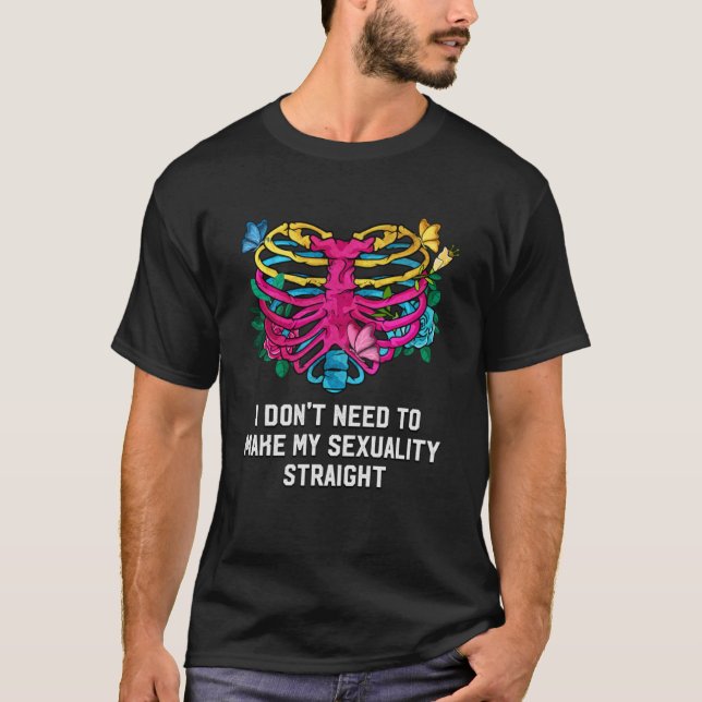 Ich brauche meine Sexualität nicht gerade Pansexua T-Shirt (Vorderseite)