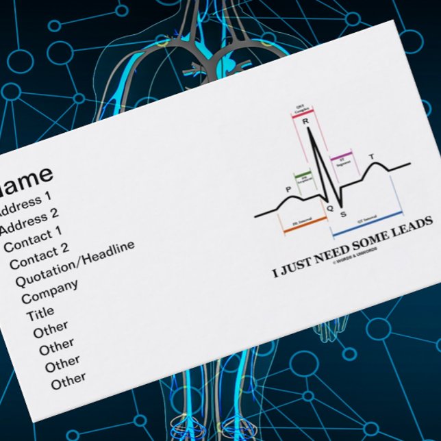 Ich brauche nur ein paar Bleche (EKG/EKG Elektroka Visitenkarte (Medical personnel will enjoy introductions w/ humor w/ this "I Just Need Some Leads" biz card
)