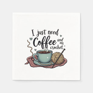 Ich brauche nur Kaffee und Crochet Serviette