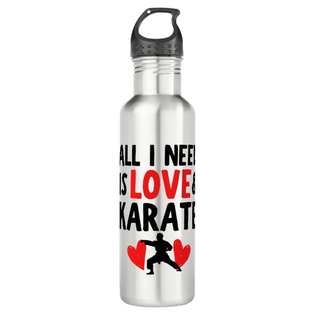 Ich brauche nur Liebe und Karate. Edelstahlflasche (Vorderseite)