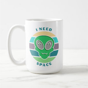 Ich brauche Platz Lustiger Vintage-Alien-Wortwit Kaffeetasse