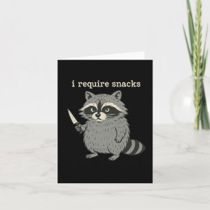 Ich brauche Snacks Funny Raccoon Halloween Art Karte