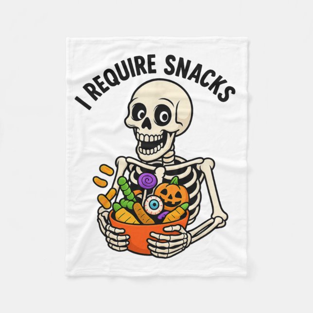 Ich brauche Snacks Funny Skeleton Halloween Meme Fleecedecke (Vorderseite)