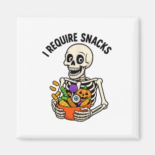 Ich brauche Snacks Funny Skeleton Halloween Meme Magnet