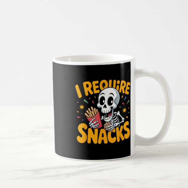 Ich brauche Snacks Spaß Halloween Skeleton Meme Fa Kaffeetasse (Rechts)