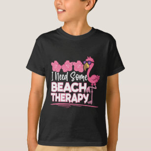 Ich brauche Strandtherapie Sommerferien Rosa Flami T-Shirt
